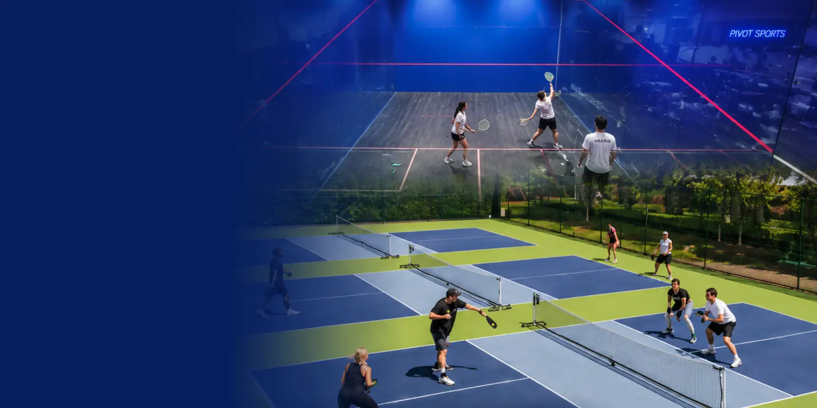 A multi-sport venue with several courts